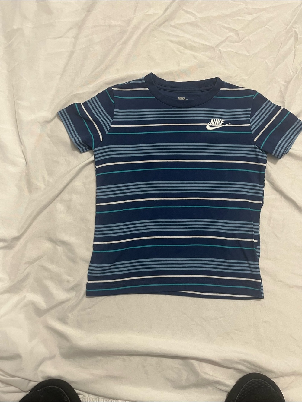 Nike Boys' Navy & Light Blue Striped Short Sleeve Tee